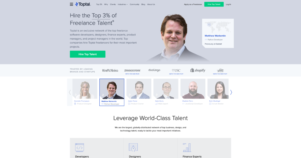 Toptal - Freelancing sites like upwork in 2022
