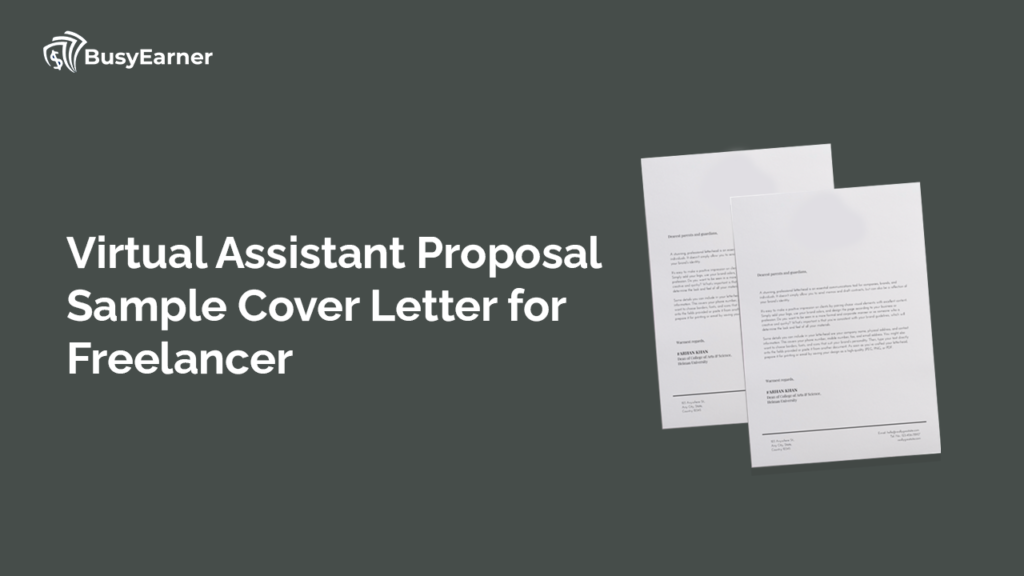 Virtual Assistant Proposal Sample Cover Letter for Freelancer