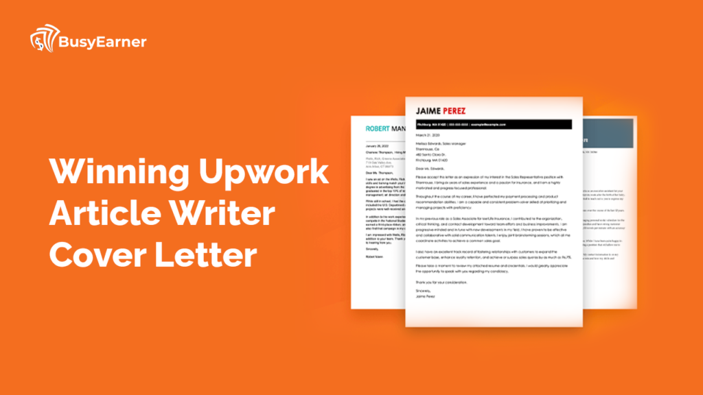Winning Upwork Article Writer Cover Letter