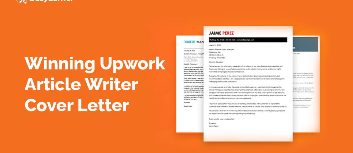 Winning Upwork Article Writer Cover Letter