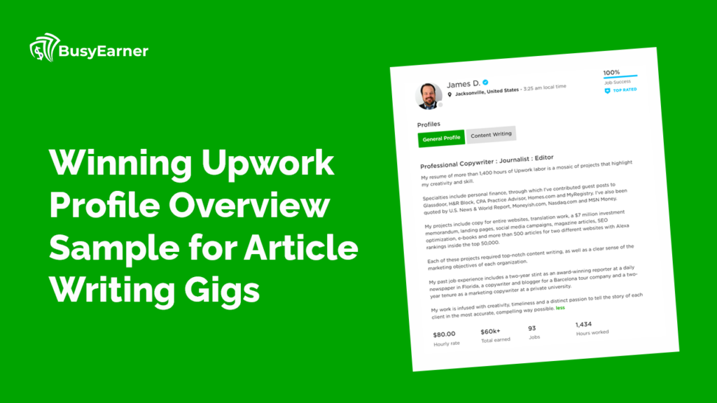Winning Upwork Profile Overview Sample for Article Writing Gigs