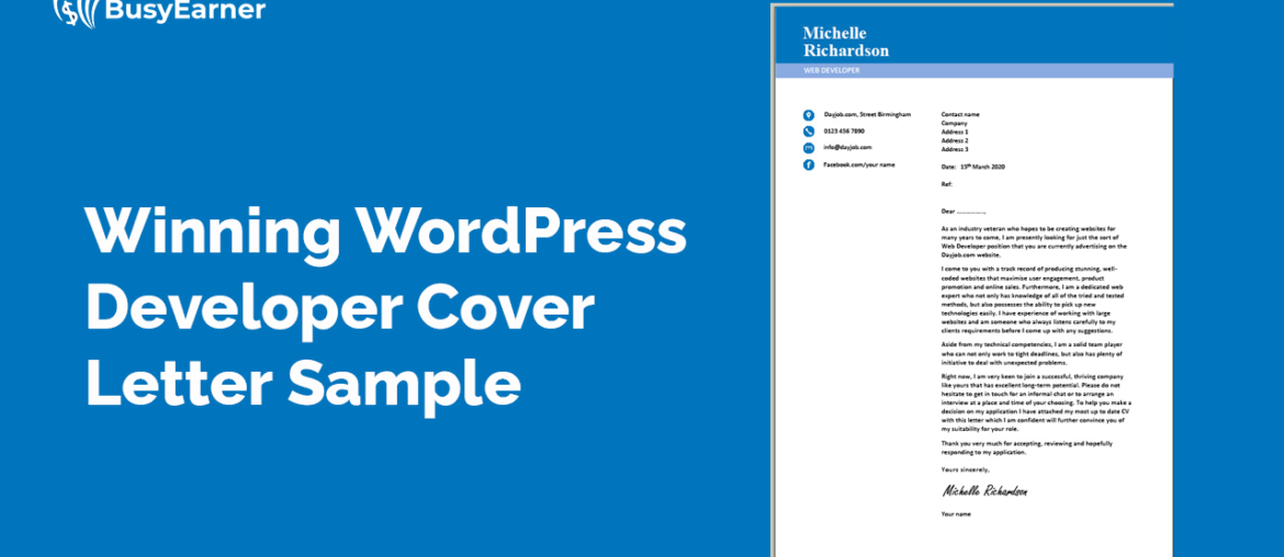 Winning WordPress Developer Cover Letter Sample